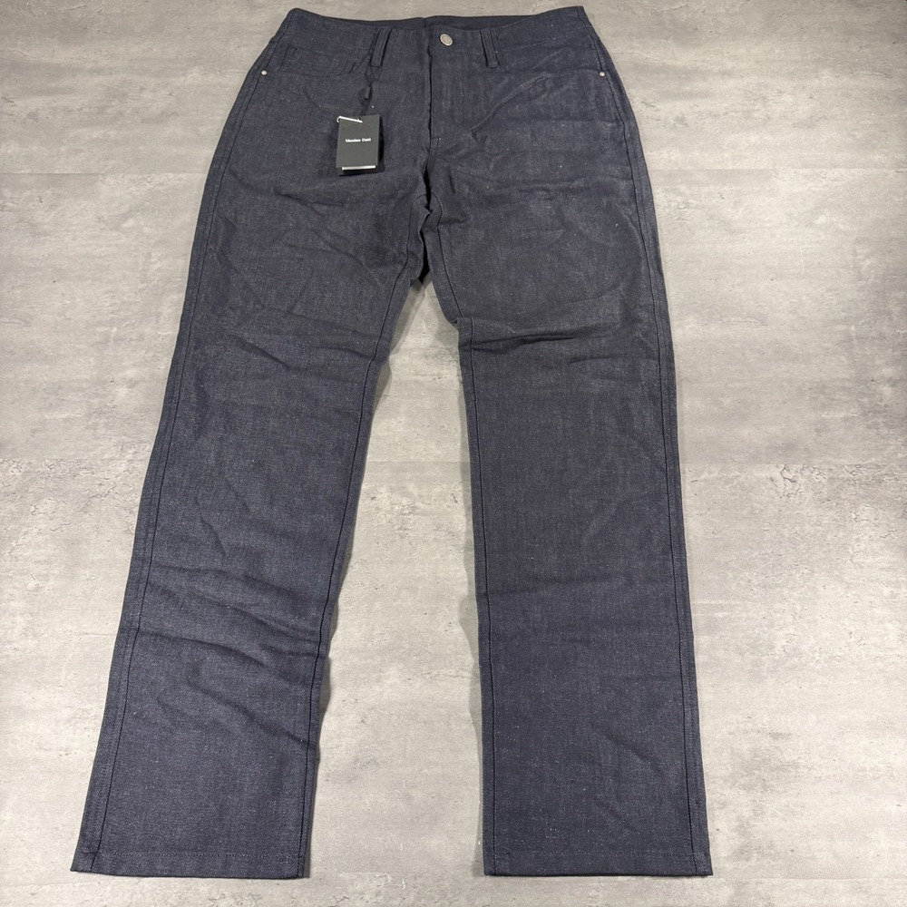 Massimo Dutti Jean Pants Men 31 Linen Cotton Navy Blue Straight Leg NEW $130